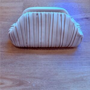 Chic Cream Pleated Clutch